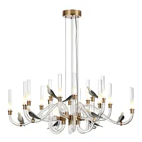 Люстра подвесная Lark 5431/37L Odeon Light белая на 1 лампу, основание бронзовое в стиле современный флористика арт-деко птички Люстра подвесная Lark 5431/37L Odeon Light белая на 1 лампу, основание бронзовое в стиле современный флористика арт-деко птички